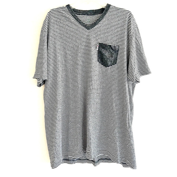 Psycho Bunny | Men's Gray Short Sleeve V-Neck Striped T-Shirt Size 8 - Picture 2 of 8